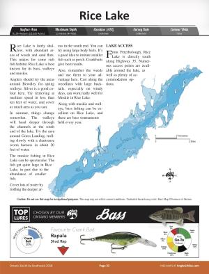 Rice Lake Topographic Map Rice Lake, Ontario | Angler's Atlas